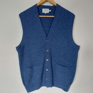 Snow Lotus Vintage Cashmere Silk Wool Blend V-neck Sweater Vest Men's